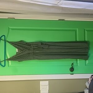 Kayleigh green jumpsuit pinstrip striped strength with pockets